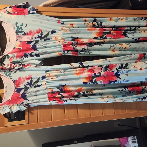 Floral Maxi Dress with Pink and Blue Accents - Picture 5 of 6